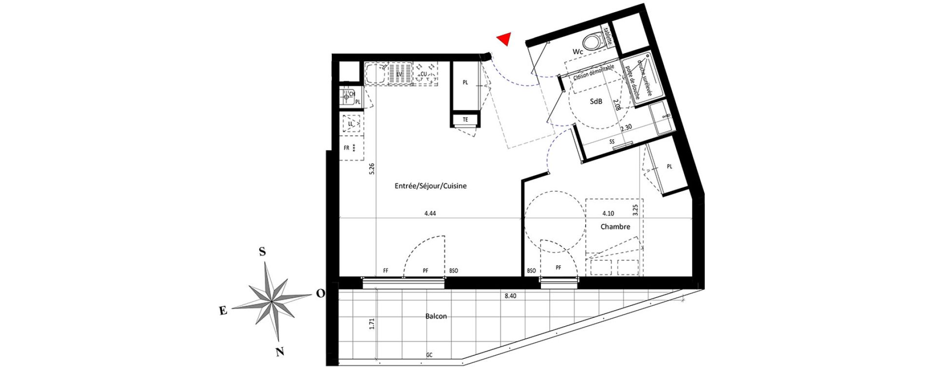 Appartement T2 de 43,87 m2 &agrave; Lyon Point-du-jour (5eme)