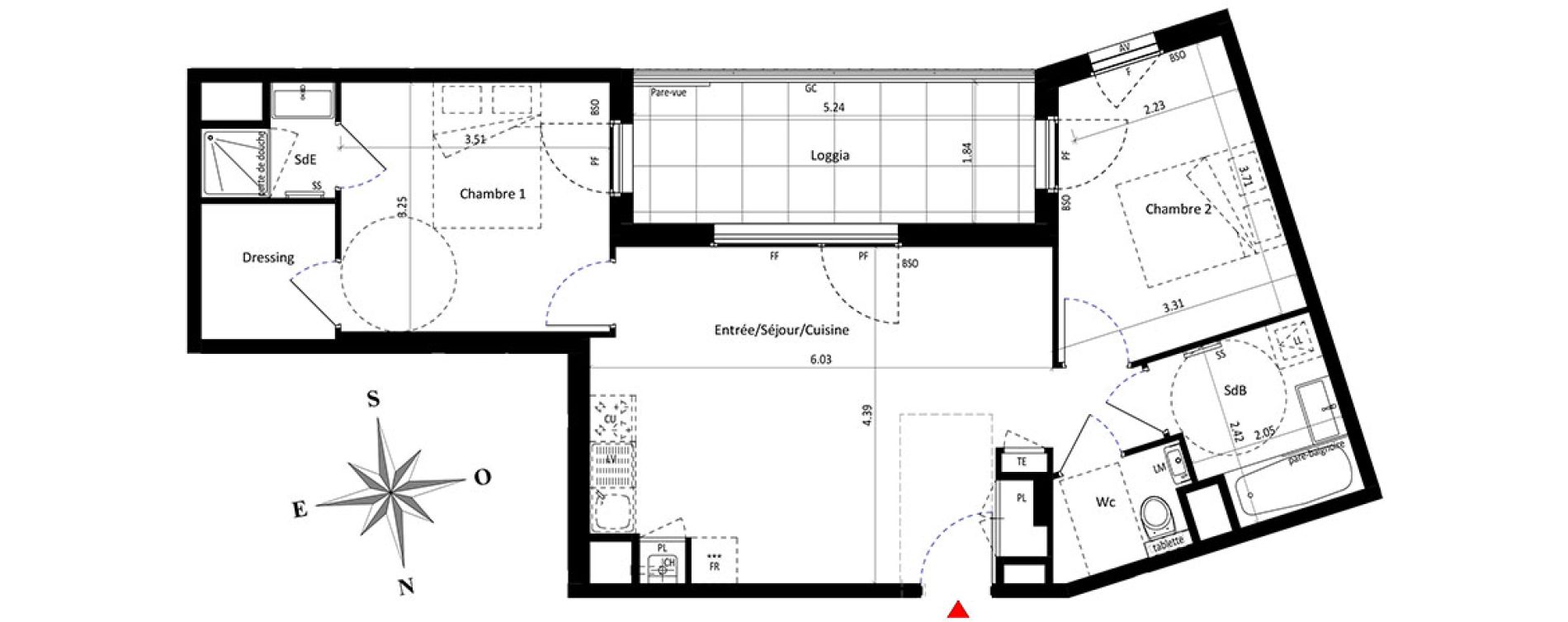 Appartement T3 de 60,62 m2 &agrave; Lyon Point-du-jour (5eme)