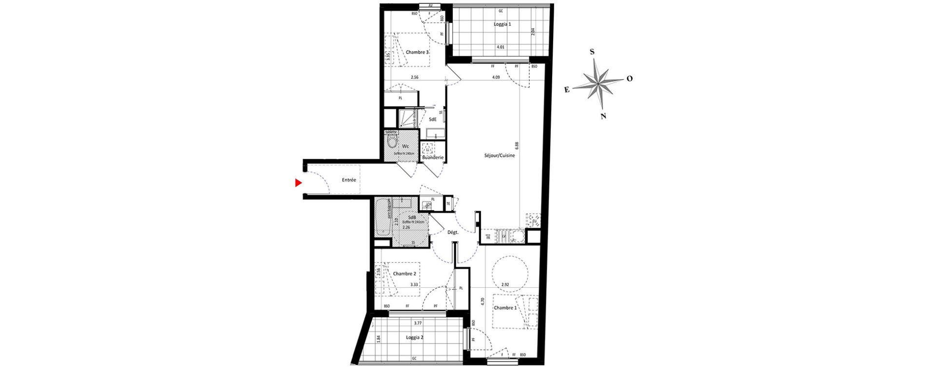 Appartement T4 de 81,49 m2 &agrave; Lyon Point-du-jour (5eme)