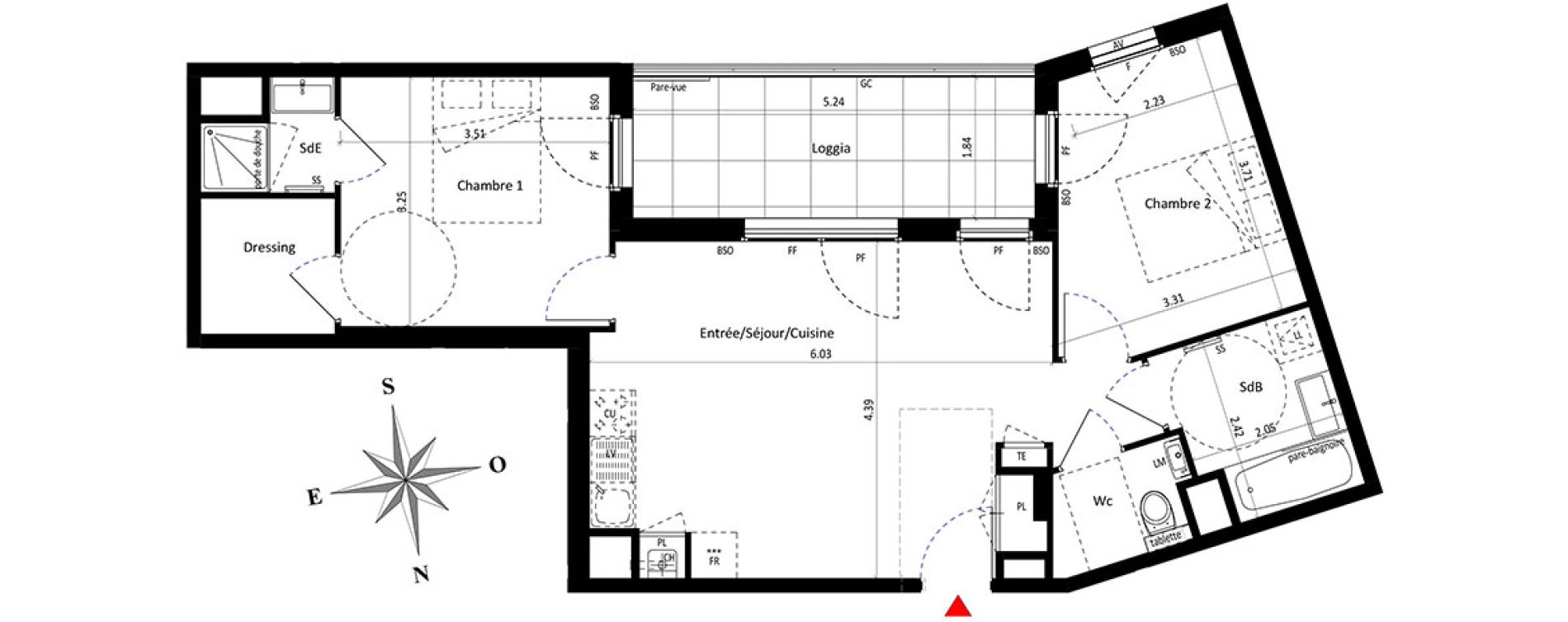Appartement T3 de 60,63 m2 &agrave; Lyon Point-du-jour (5eme)