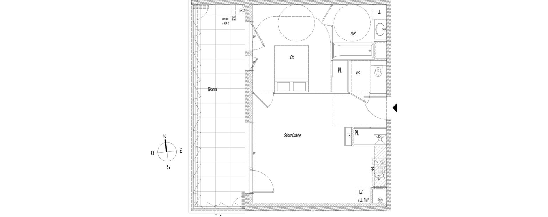 Appartement T2 de 42,95 m2 &agrave; Lyon Baraban (3eme)