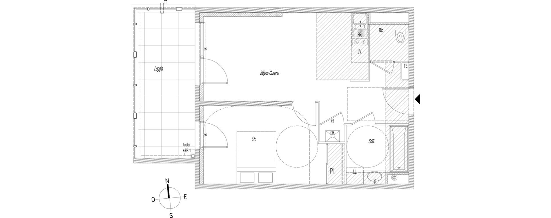 Appartement T2 de 42,70 m2 &agrave; Lyon Baraban (3eme)