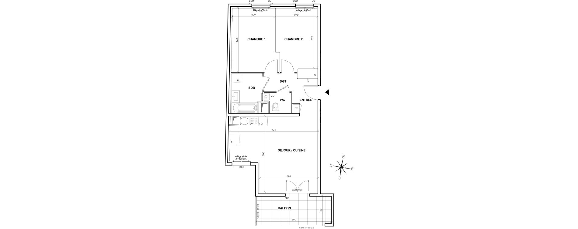 Appartement T3 de 61,78 m2 &agrave; Lyon Grand trou (8eme)