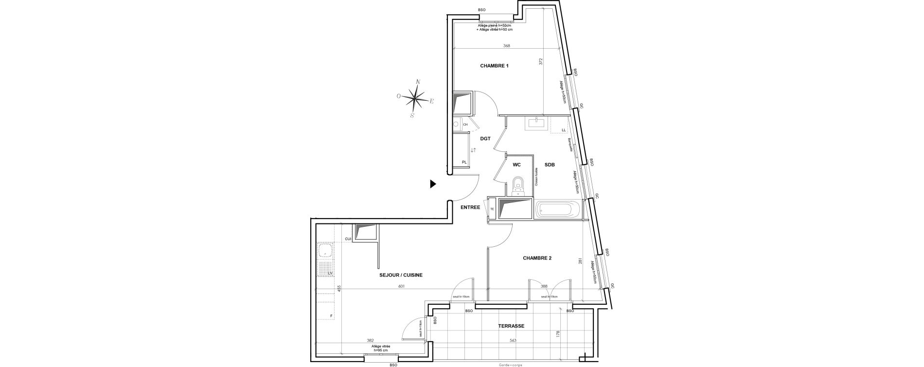 Appartement T3 de 59,89 m2 &agrave; Lyon Grand trou (8eme)