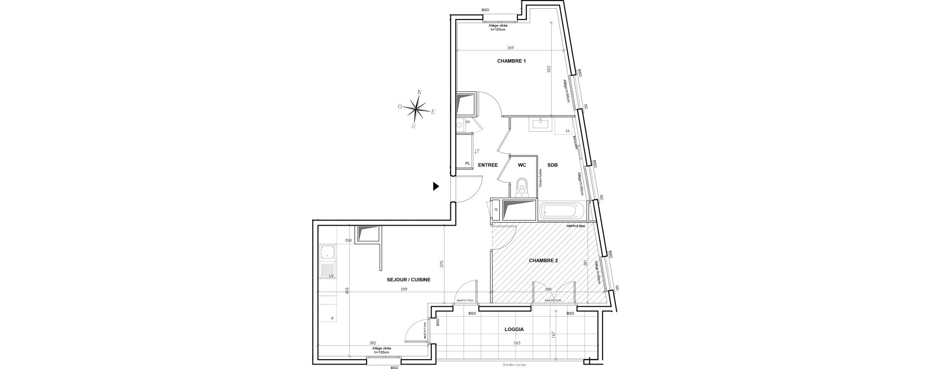 Appartement T3 de 59,81 m2 &agrave; Lyon Grand trou (8eme)