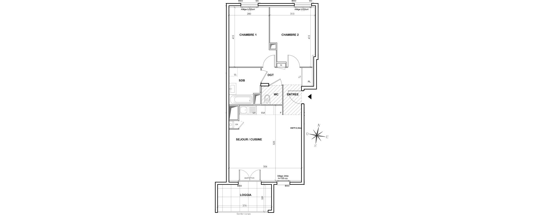 Appartement T3 de 63,17 m2 &agrave; Lyon Grand trou (8eme)