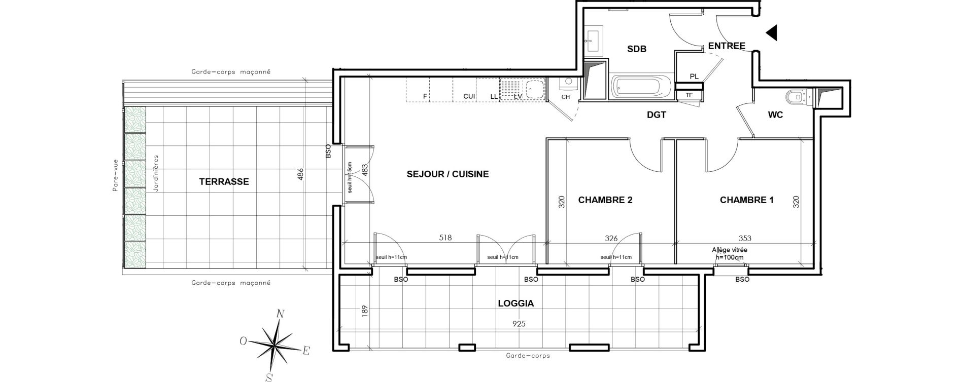 Appartement T3 de 63,41 m2 &agrave; Lyon Grand trou (8eme)