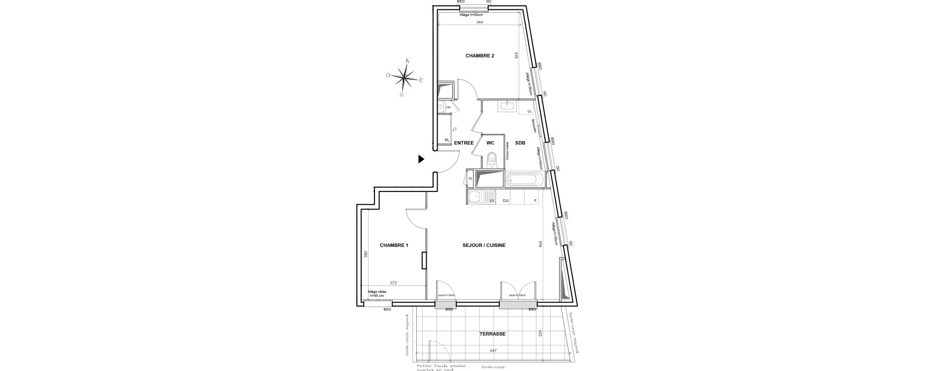 Appartement T3 de 65,22 m2 &agrave; Lyon Grand trou (8eme)