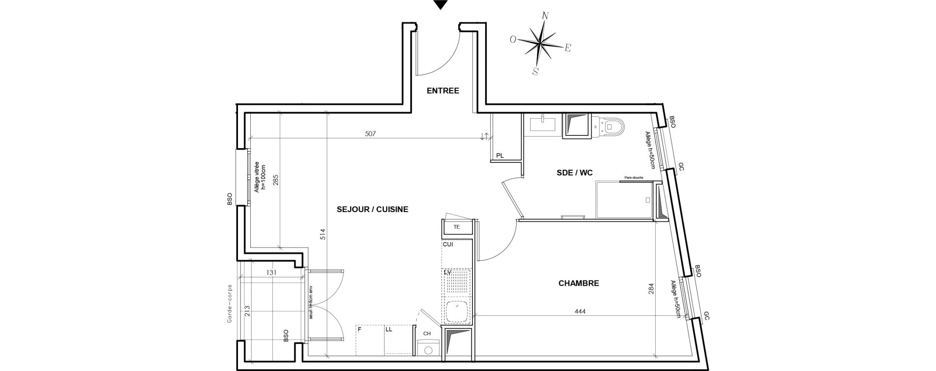 Appartement T2 de 43,35 m2 &agrave; Lyon Grand trou (8eme)