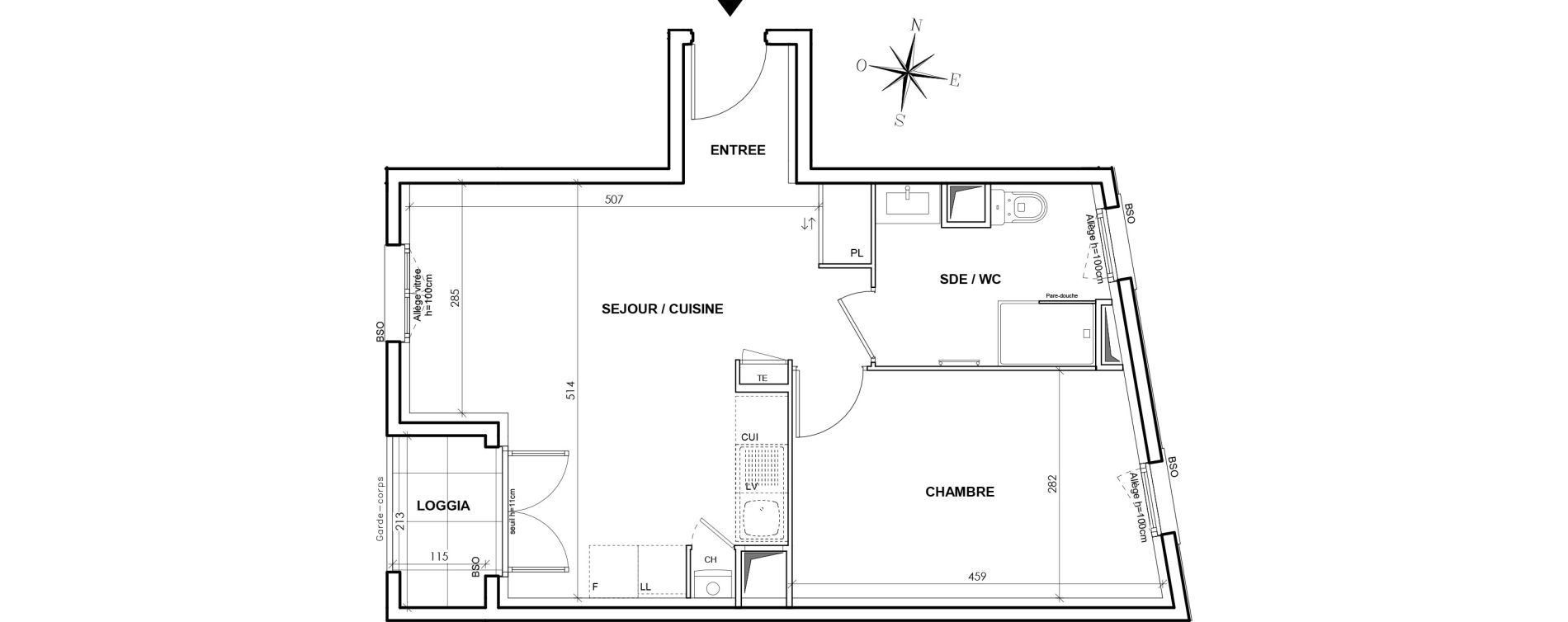 Appartement T2 de 43,55 m2 &agrave; Lyon Grand trou (8eme)