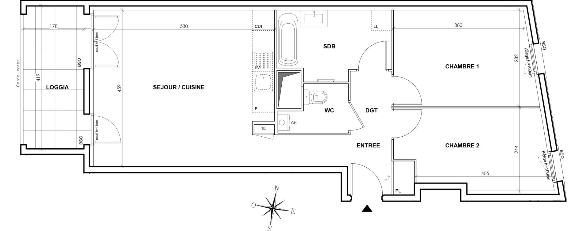 Appartement T3 de 61,51 m2 &agrave; Lyon Grand trou (8eme)