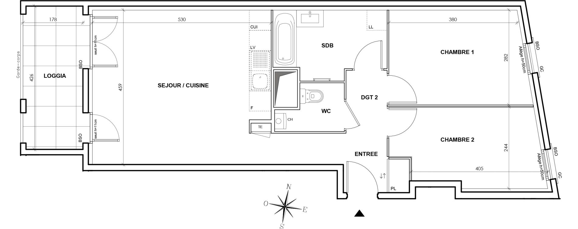 Appartement T3 de 61,38 m2 &agrave; Lyon Grand trou (8eme)