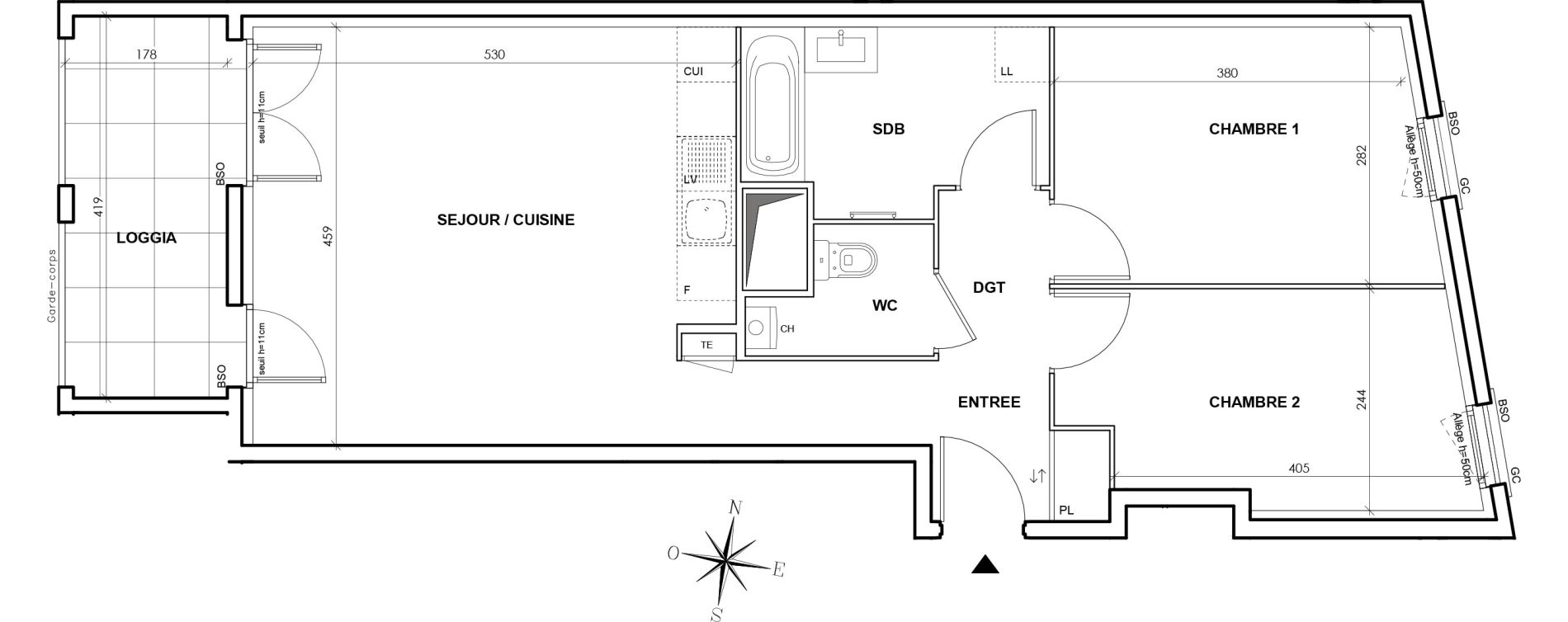 Appartement T3 de 61,50 m2 &agrave; Lyon Grand trou (8eme)