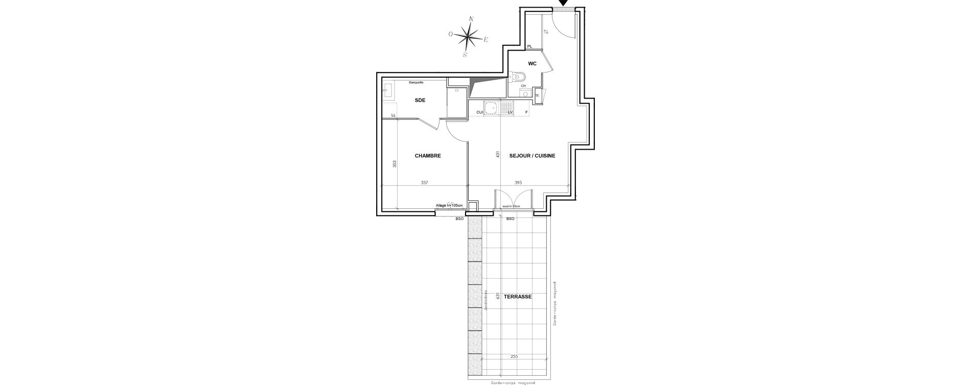 Appartement T2 de 42,19 m2 &agrave; Lyon Grand trou (8eme)