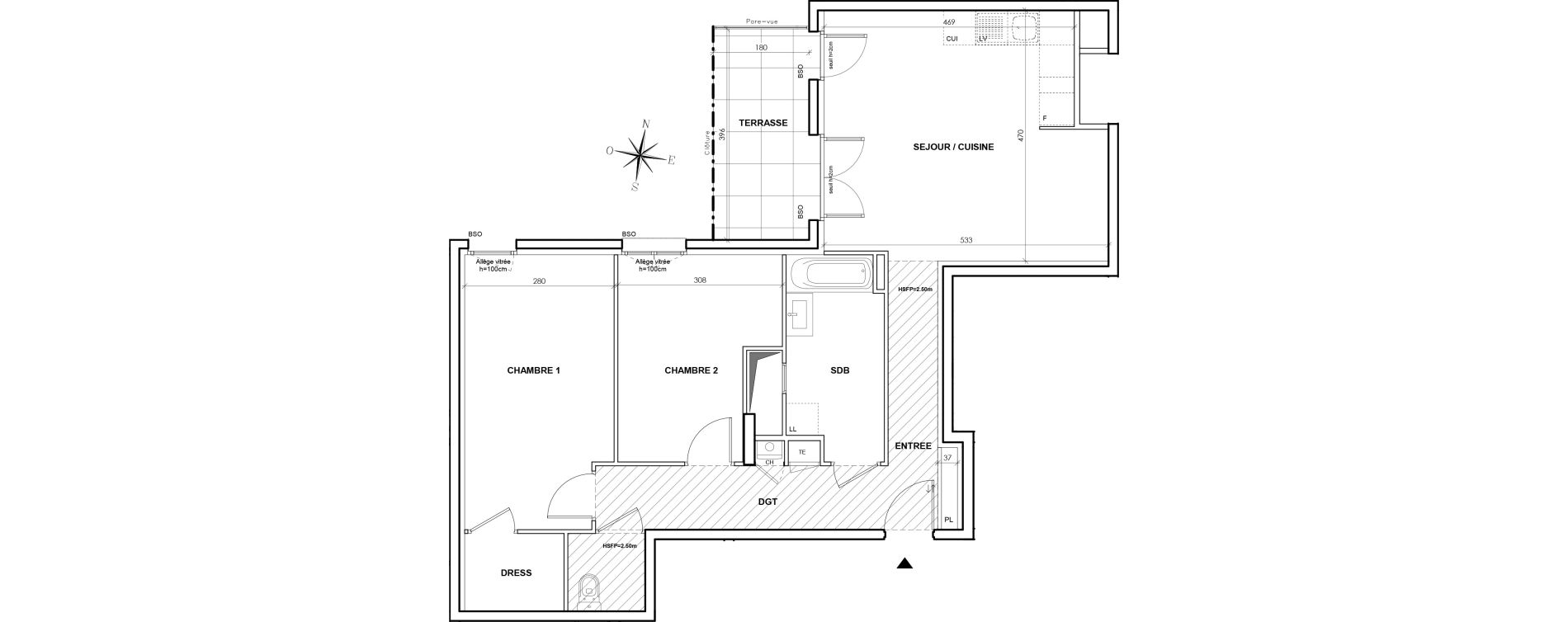 Appartement T3 de 71,23 m2 &agrave; Lyon Grand trou (8eme)