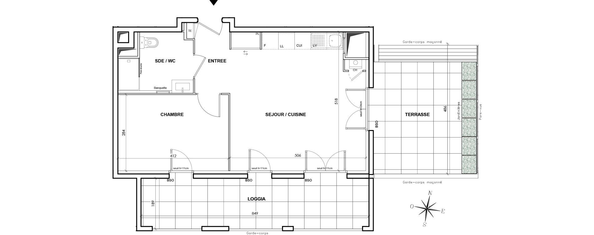 Appartement T2 de 45,92 m2 &agrave; Lyon Grand trou (8eme)