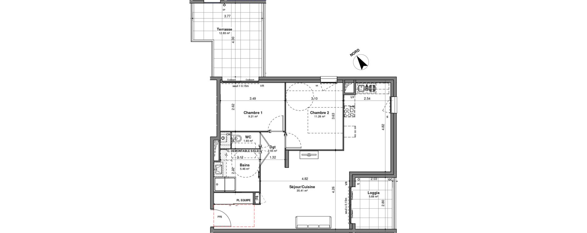 Appartement T3 de 65,82 m2 &agrave; Lyon Santy - la plaine (8eme)