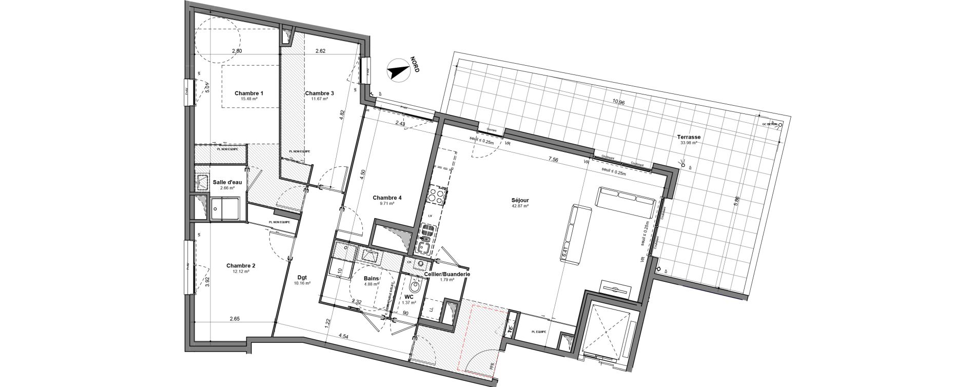 Appartement T5 de 112,72 m2 &agrave; Lyon Santy - la plaine (8eme)