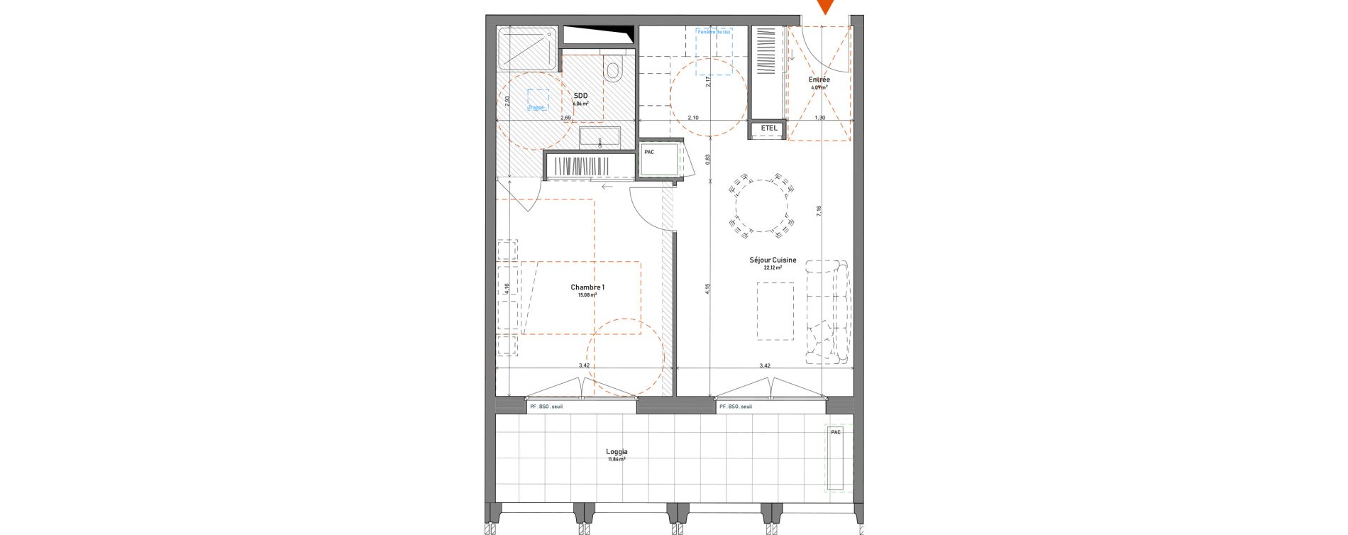 Appartement T2 de 47,35 m2 &agrave; Lyon La plaine charcot (5eme)