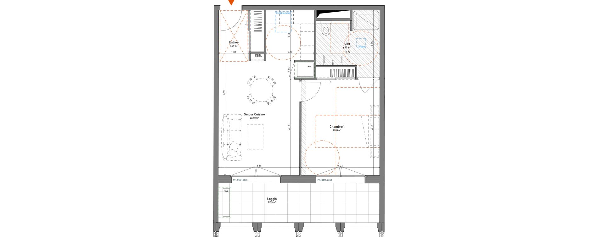 Appartement T2 de 47,87 m2 &agrave; Lyon La plaine charcot (5eme)