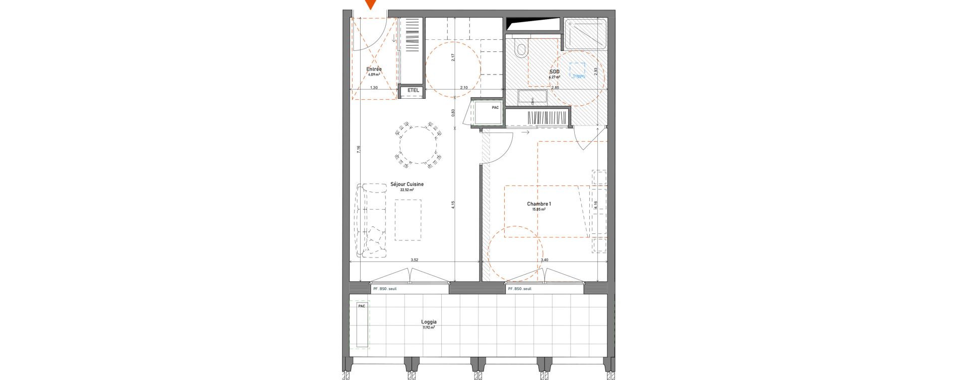 Appartement T2 de 47,93 m2 &agrave; Lyon La plaine charcot (5eme)