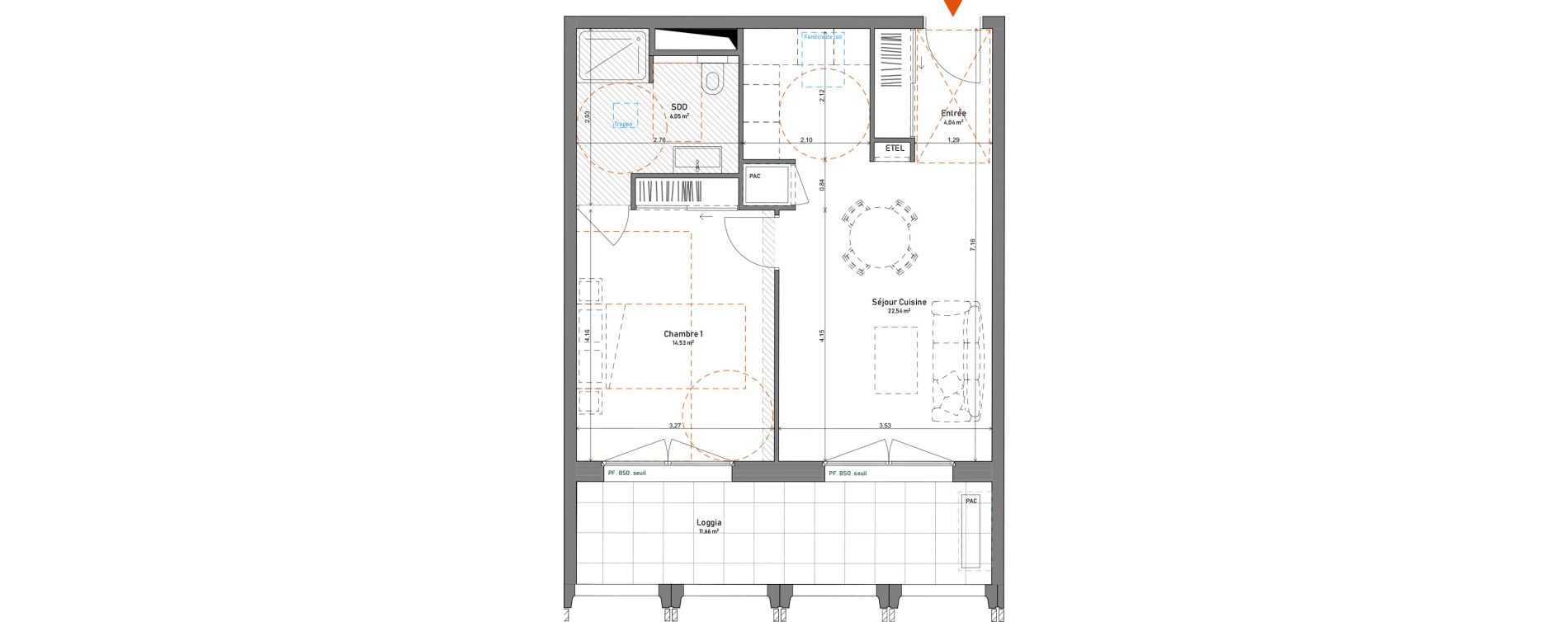 Appartement T2 de 47,16 m2 &agrave; Lyon La plaine charcot (5eme)