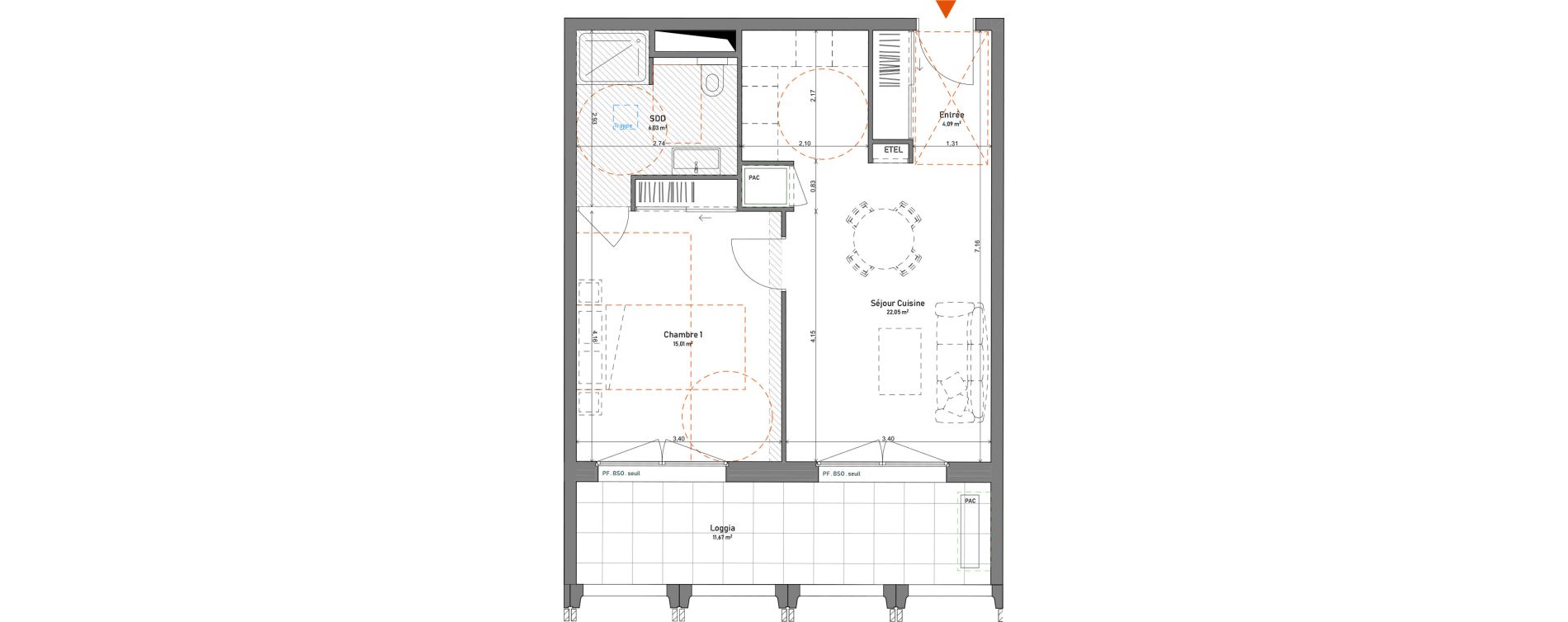 Appartement T2 de 47,18 m2 &agrave; Lyon La plaine charcot (5eme)