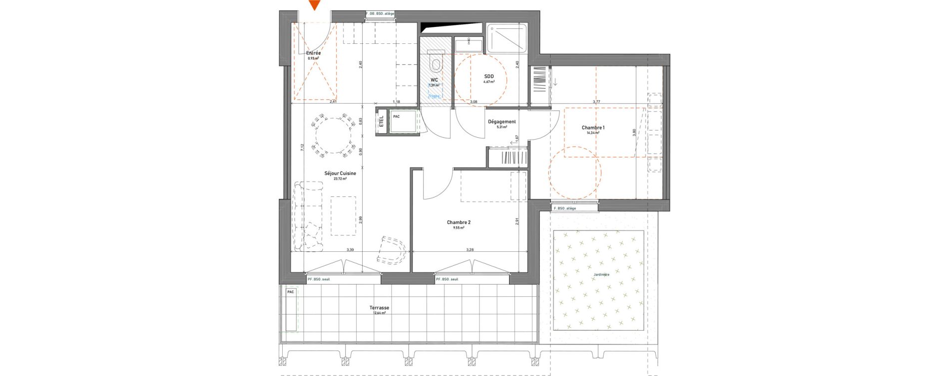 Appartement T3 de 59,81 m2 &agrave; Lyon La plaine charcot (5eme)