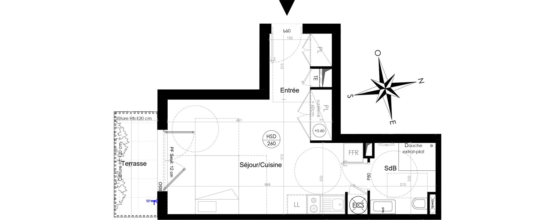 Appartement T1 de 30,80 m2 &agrave; Lyon Point-du-jour (5eme)