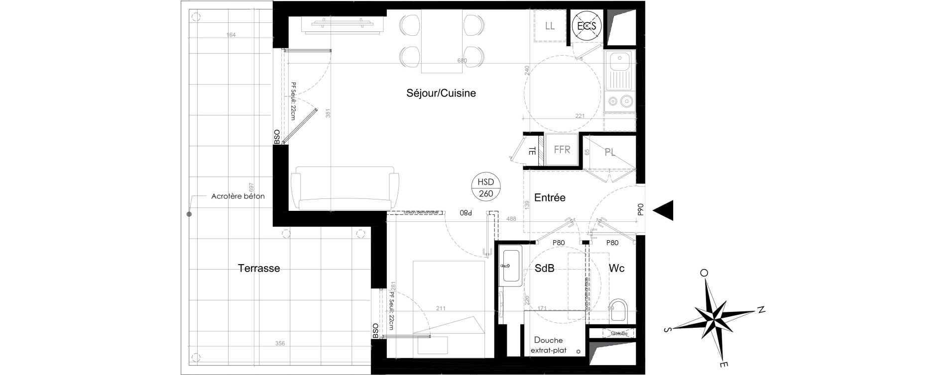 Appartement T1 bis de 38,40 m2 &agrave; Lyon Point-du-jour (5eme)
