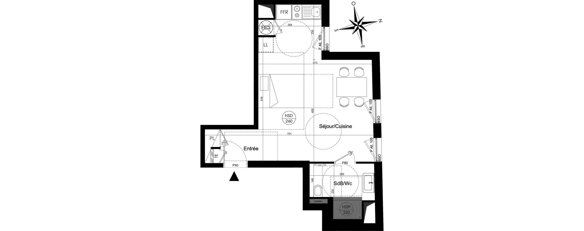 Appartement T1 de 33,70 m2 &agrave; Lyon Point-du-jour (5eme)
