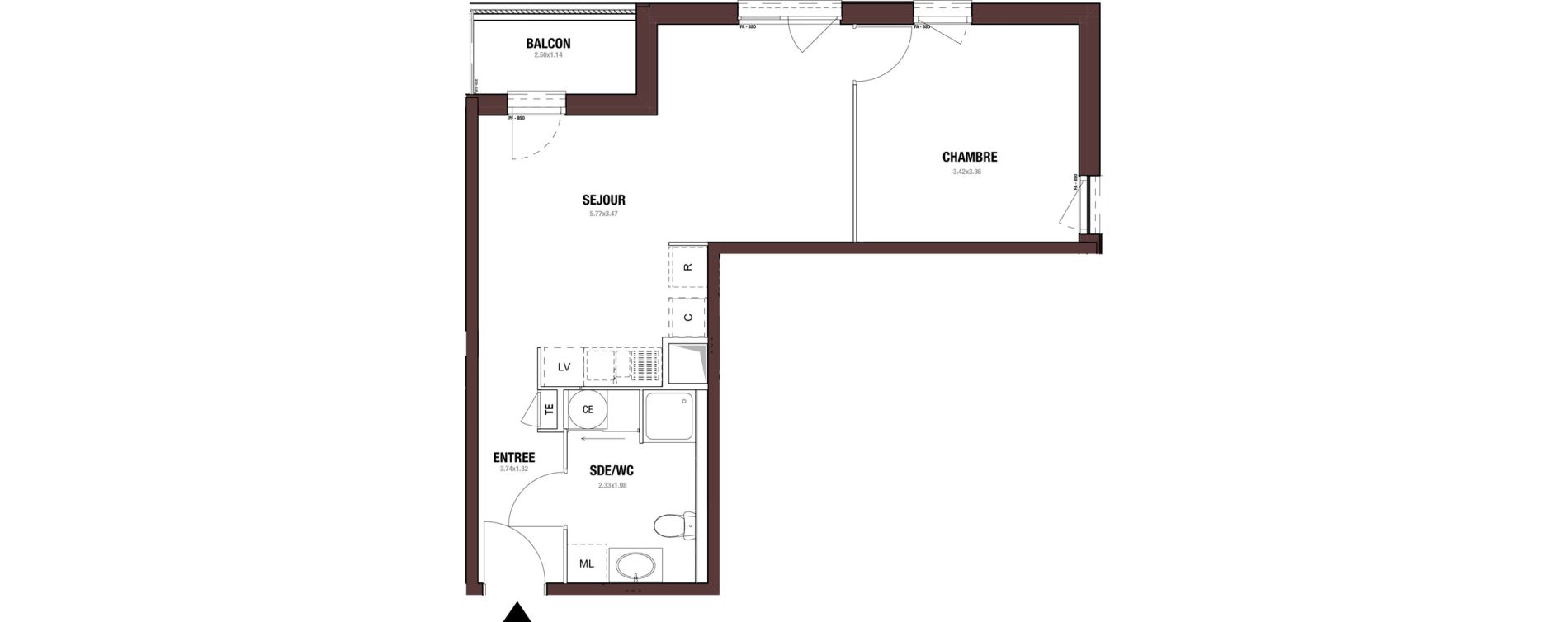 Appartement T2 de 43,87 m2 &agrave; Lyon La plaine (8eme)