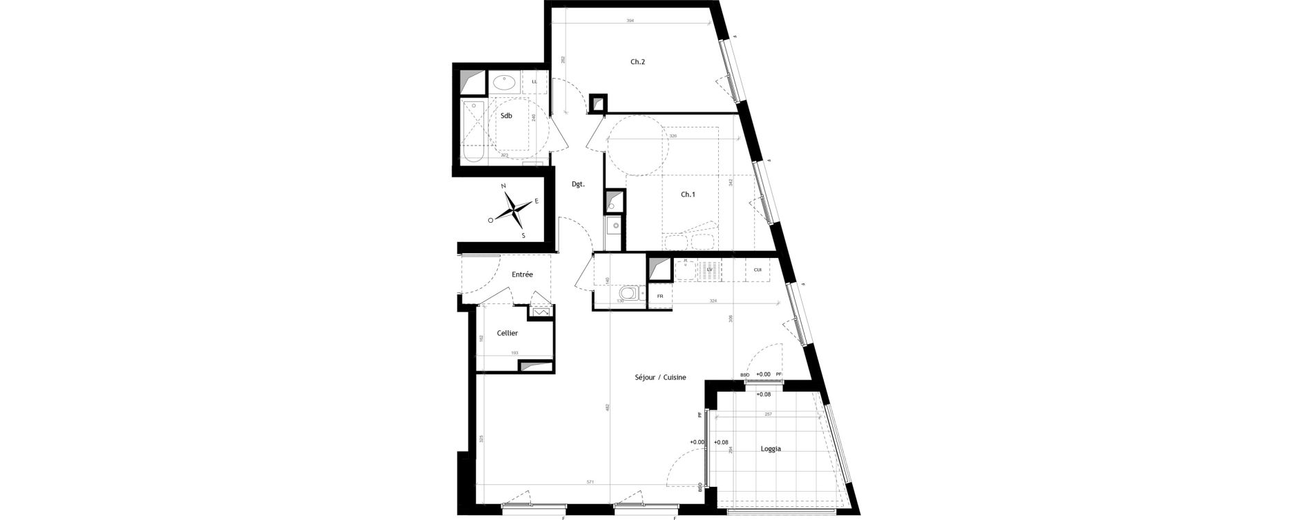 Appartement T3 de 74,38 m2 &agrave; Lyon Vaise (9eme)