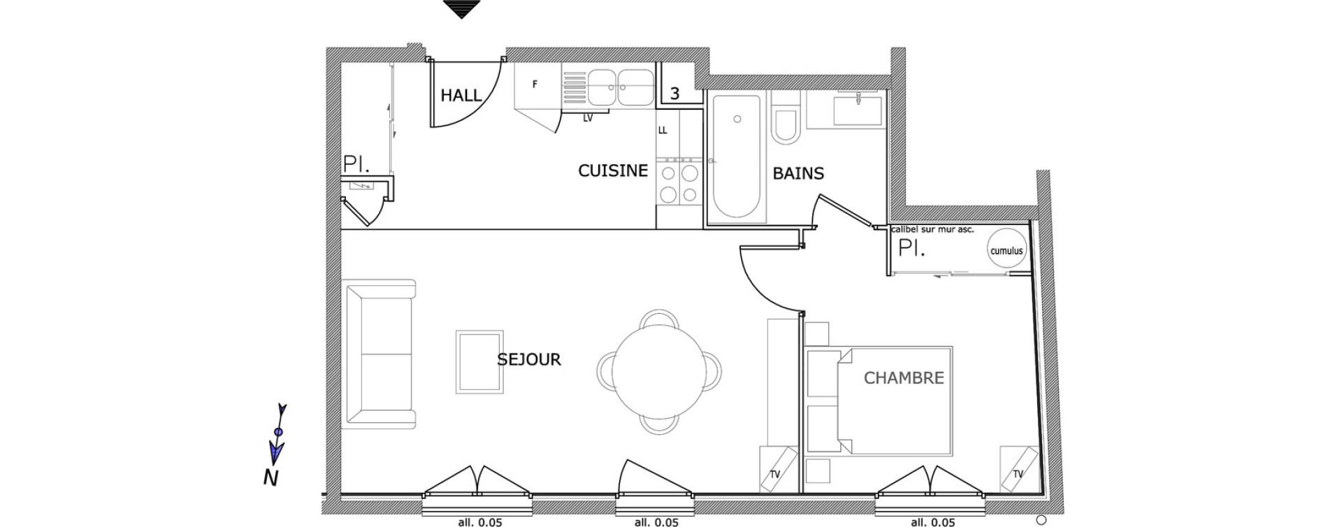 Appartement T2 de 43,29 m2 &agrave; Lyon La croix-rousse (1er/4eme)