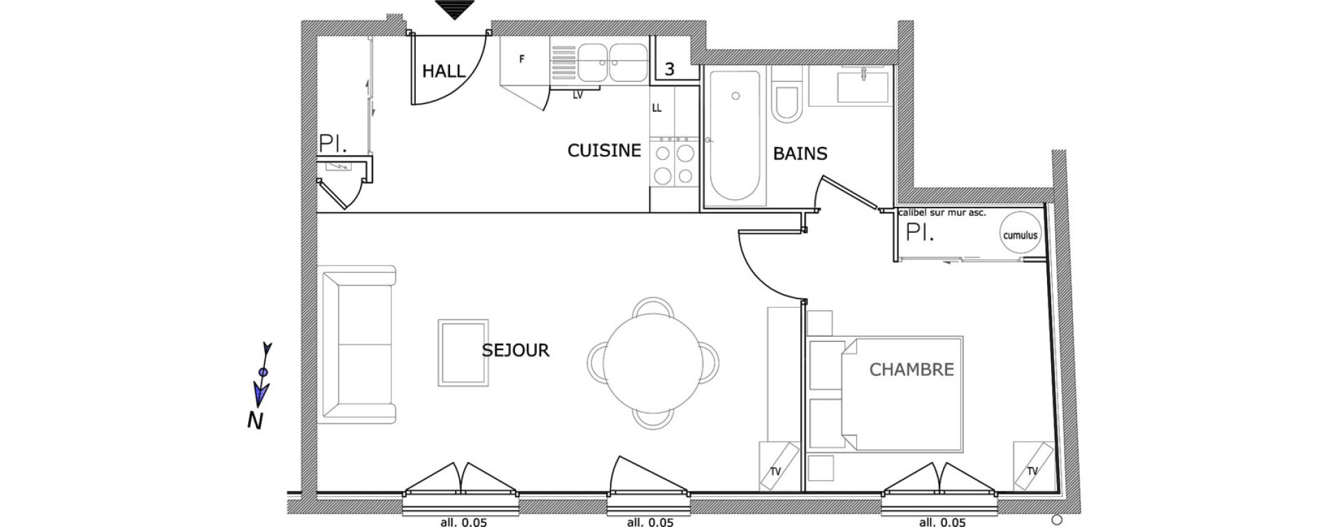 Appartement T2 de 43,21 m2 &agrave; Lyon La croix-rousse (1er/4eme)