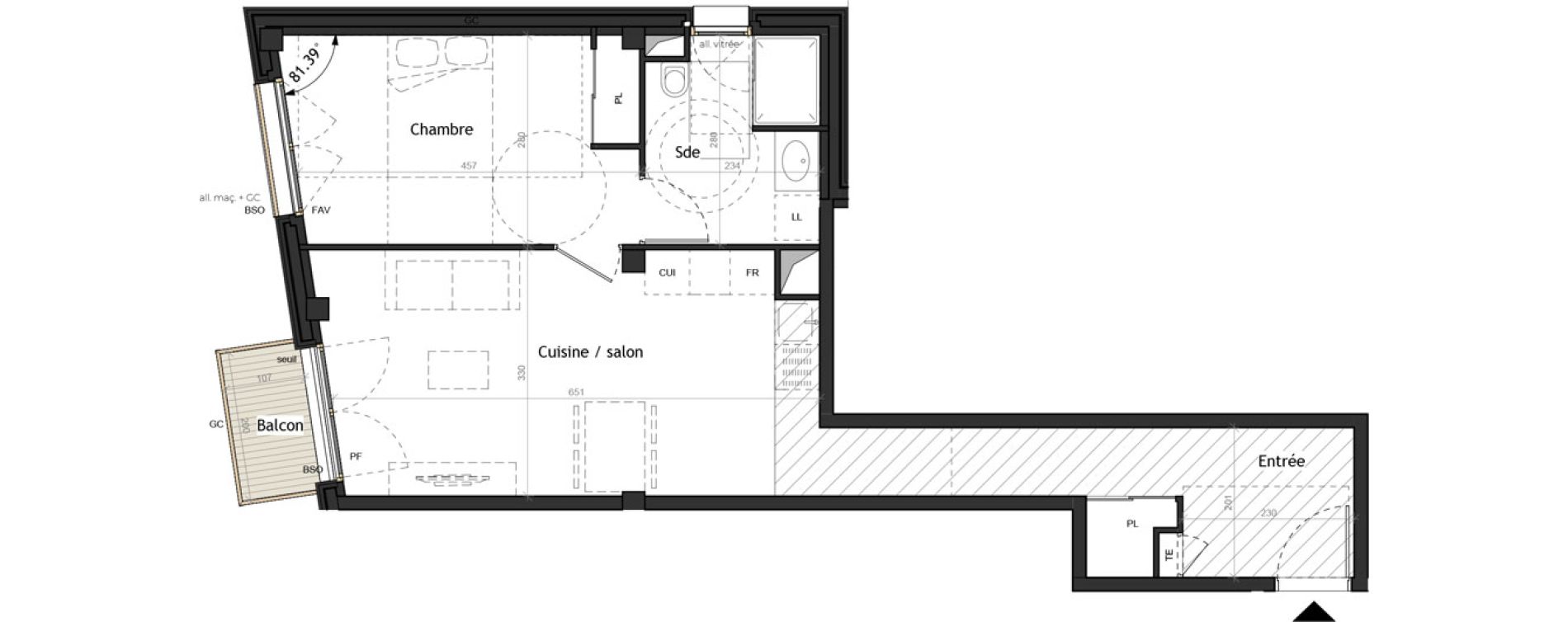 Appartement T2 de 50,60 m2 &agrave; Lyon Vaise (9eme)