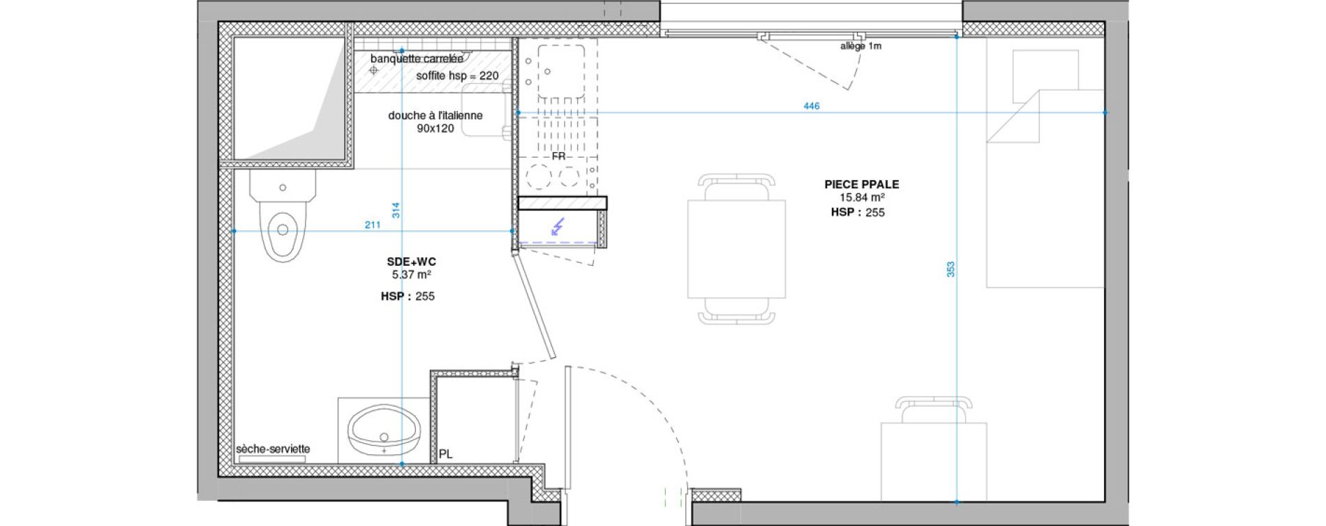 Studio de 21,21 m2 &agrave; Lyon Grand trou (8eme)