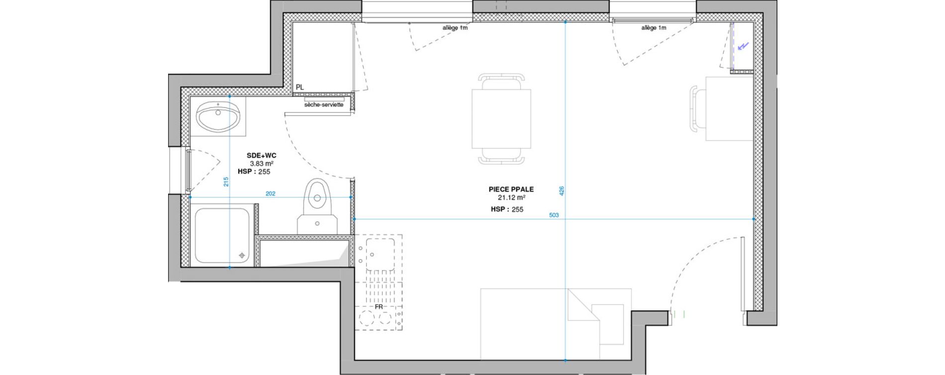 Studio de 24,95 m2 &agrave; Lyon Grand trou (8eme)