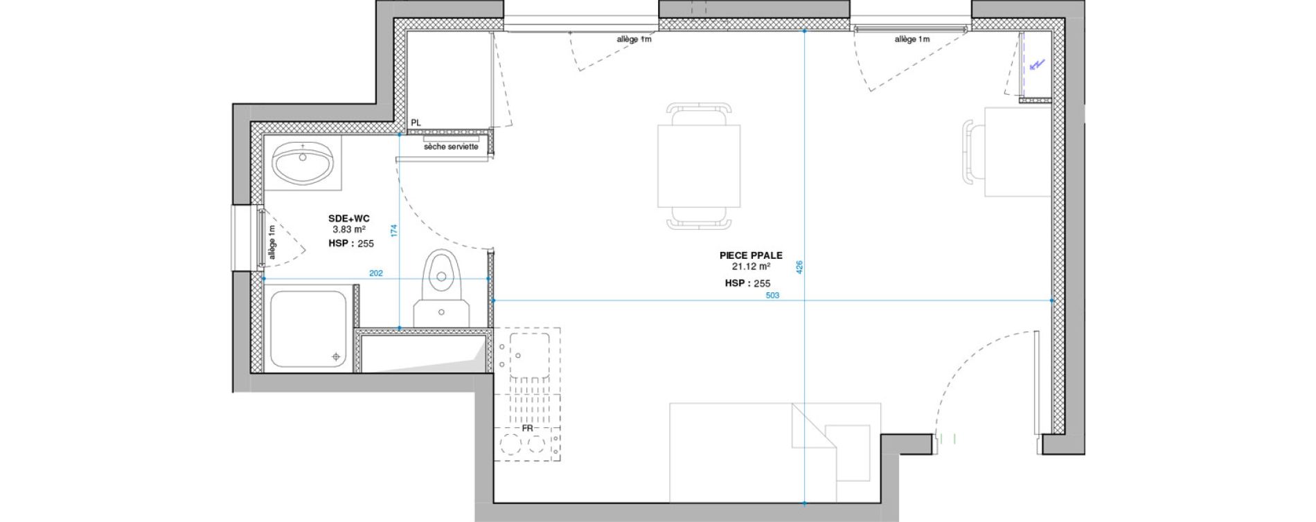 Studio de 24,95 m2 &agrave; Lyon Grand trou (8eme)