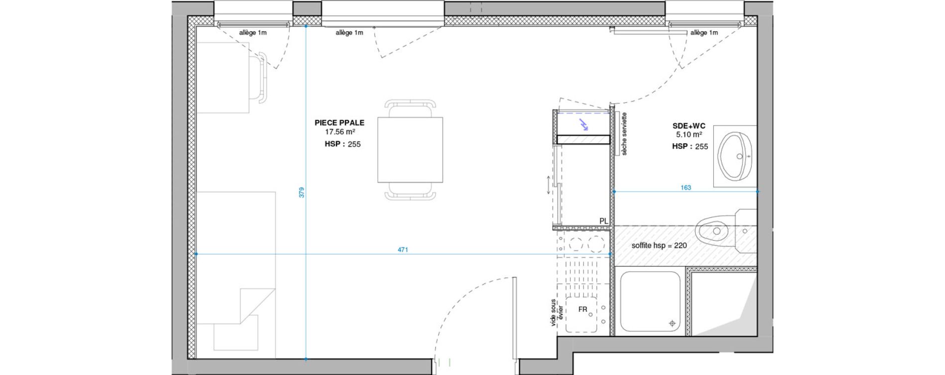 Studio de 22,66 m2 &agrave; Lyon Grand trou (8eme)