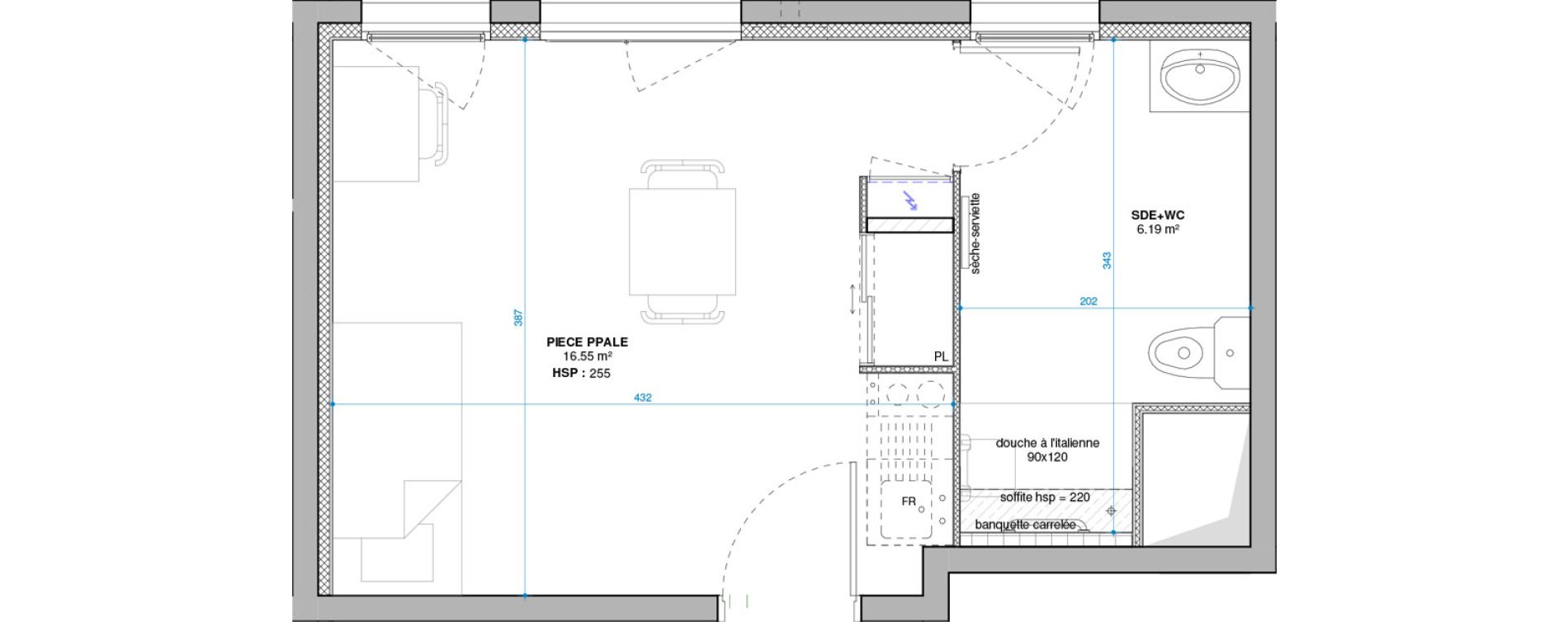 Studio de 22,74 m2 &agrave; Lyon Grand trou (8eme)