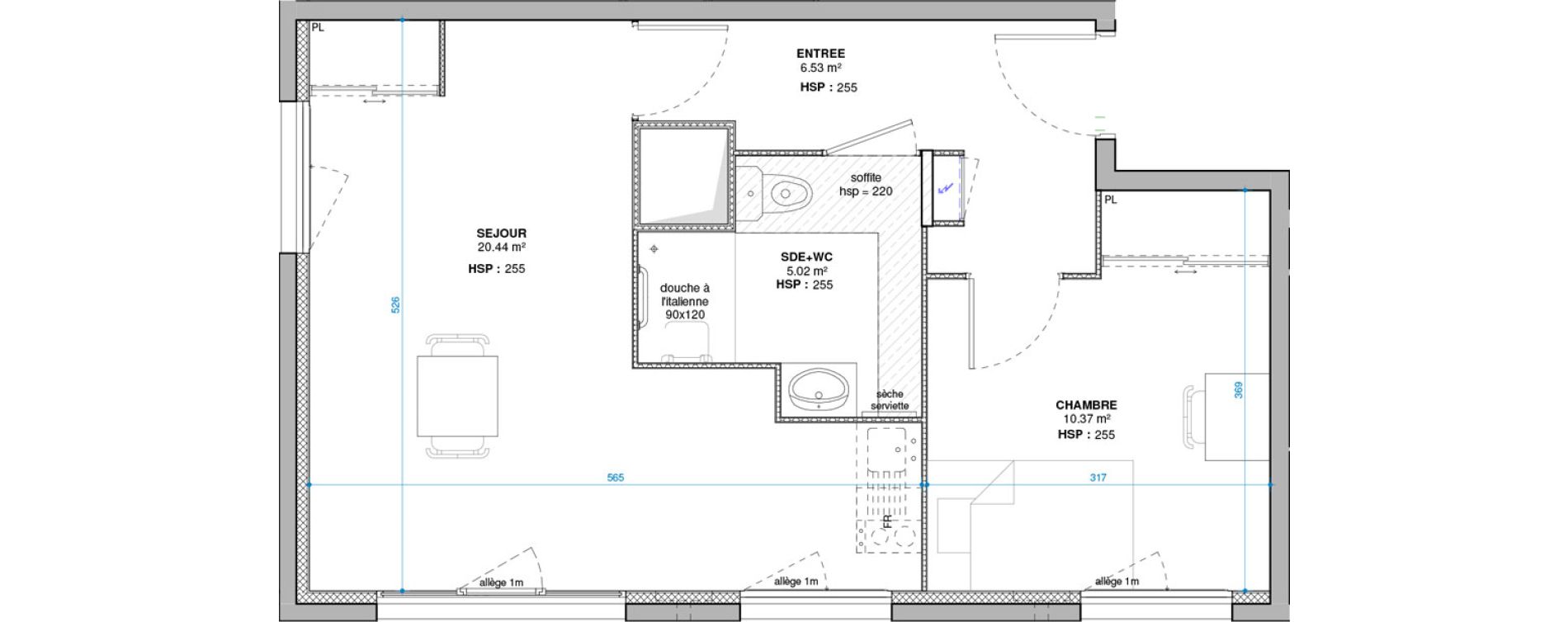 Studio de 42,36 m2 &agrave; Lyon Grand trou (8eme)