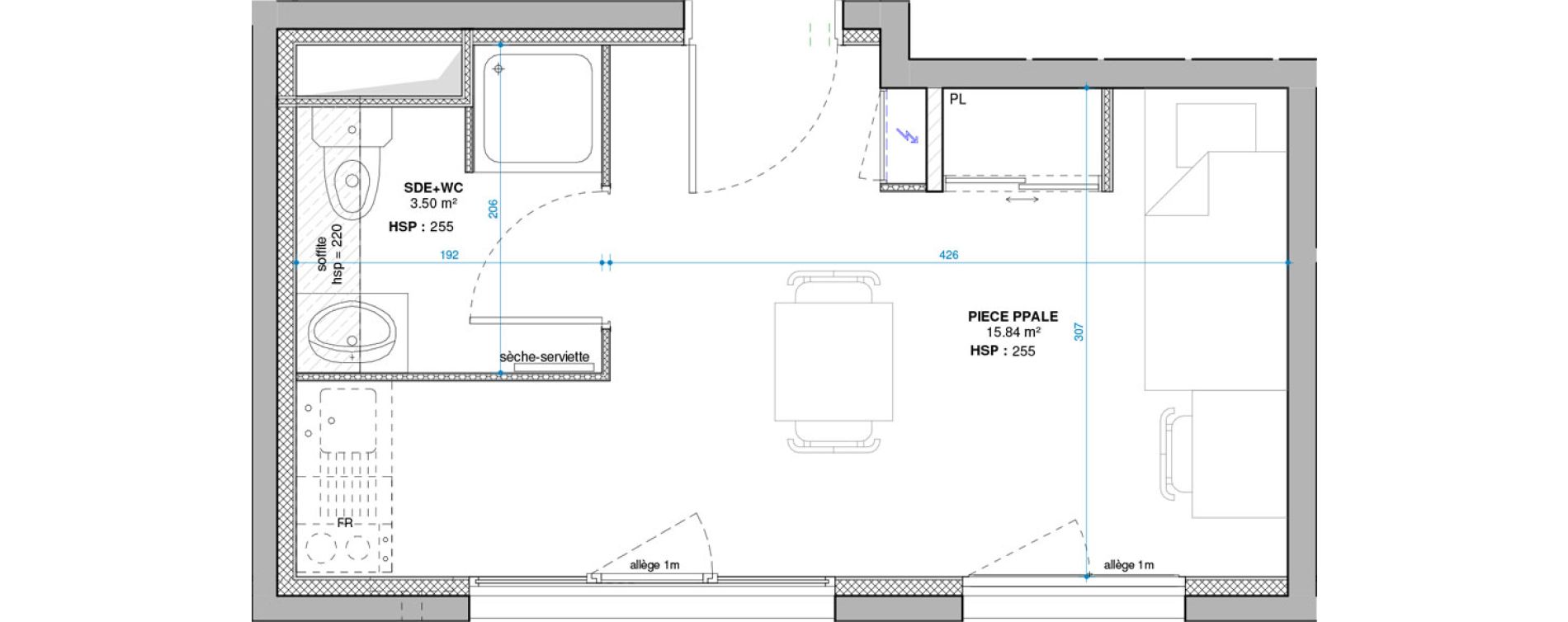 Studio de 19,34 m2 &agrave; Lyon Grand trou (8eme)