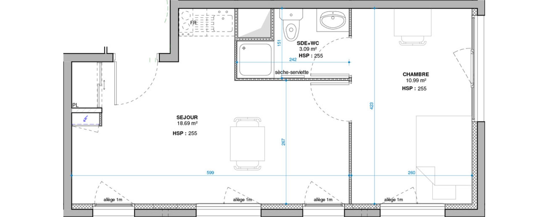 Appartement T2 de 32,77 m2 &agrave; Lyon Grand trou (8eme)