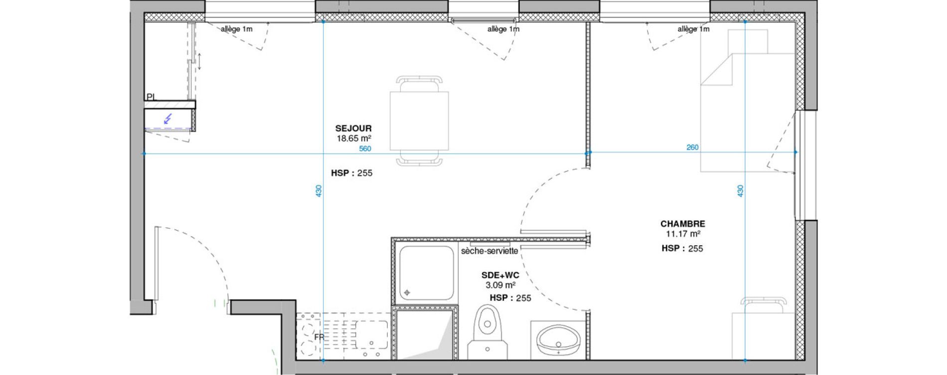 Appartement T2 de 32,91 m2 &agrave; Lyon Grand trou (8eme)