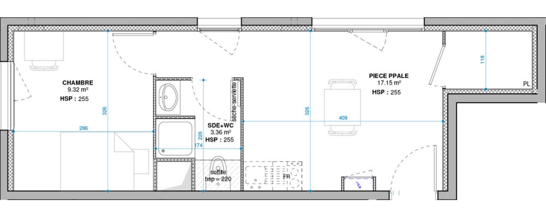 Appartement T2 de 29,83 m2 &agrave; Lyon Grand trou (8eme)