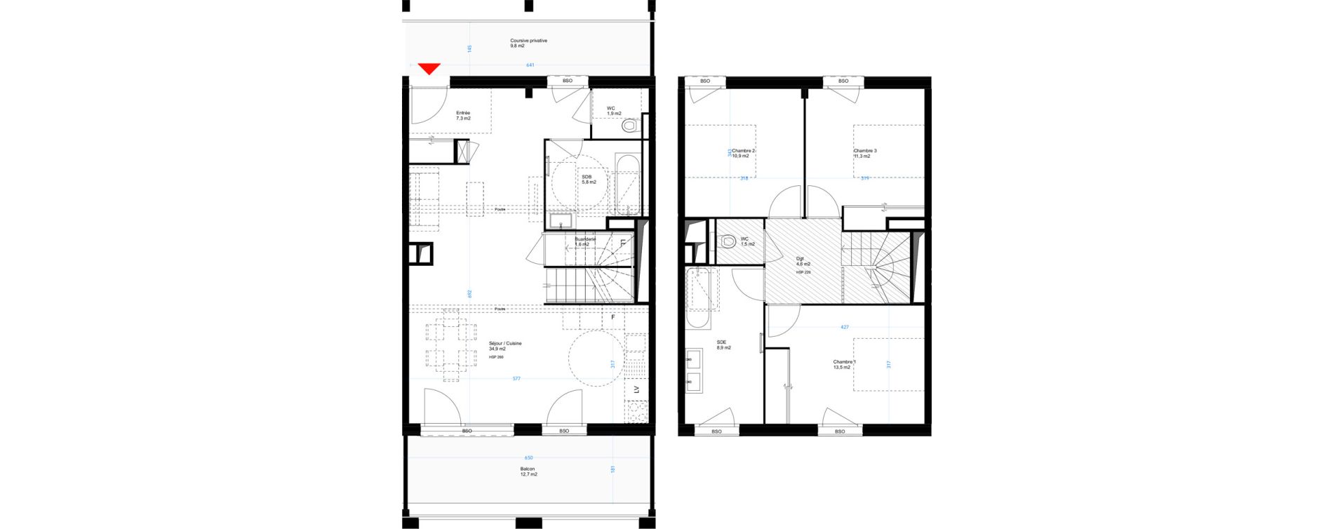 Duplex T4 de 102,20 m2 &agrave; Lyon Girondins (7eme)
