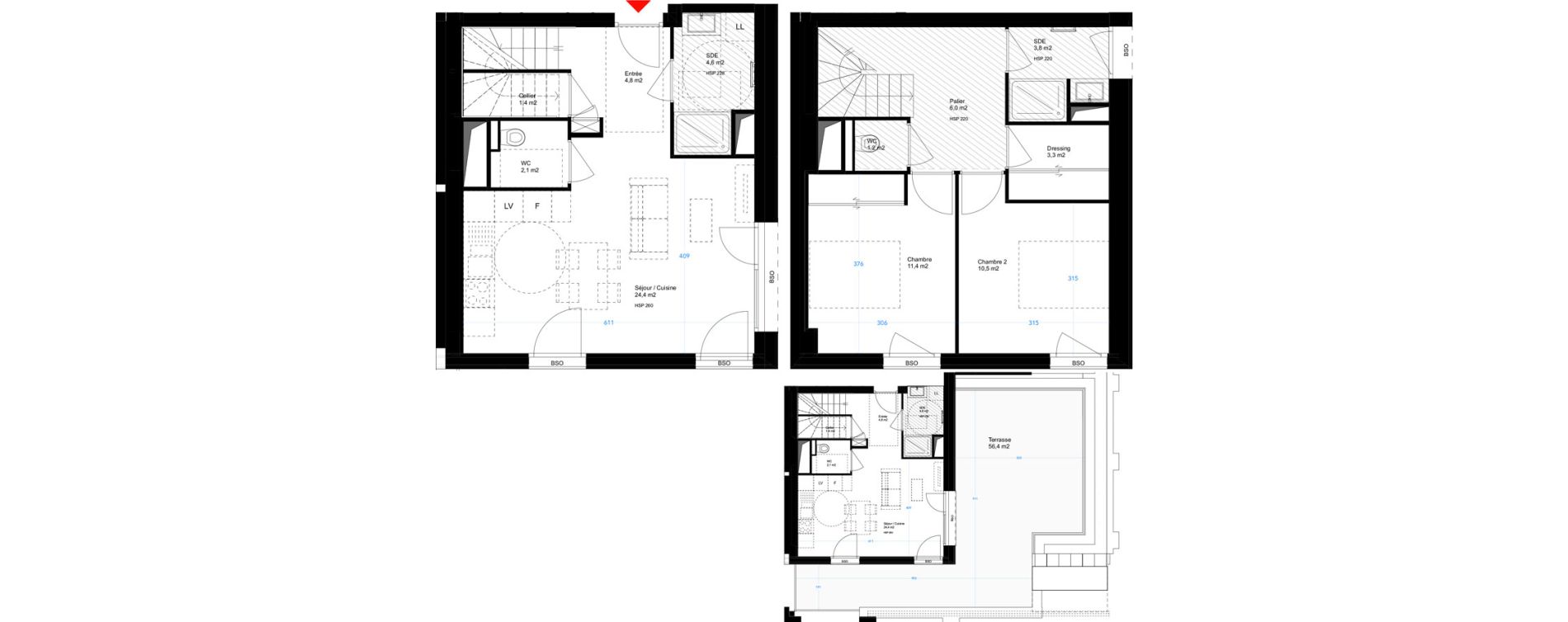 Duplex T3 de 73,50 m2 &agrave; Lyon Girondins (7eme)