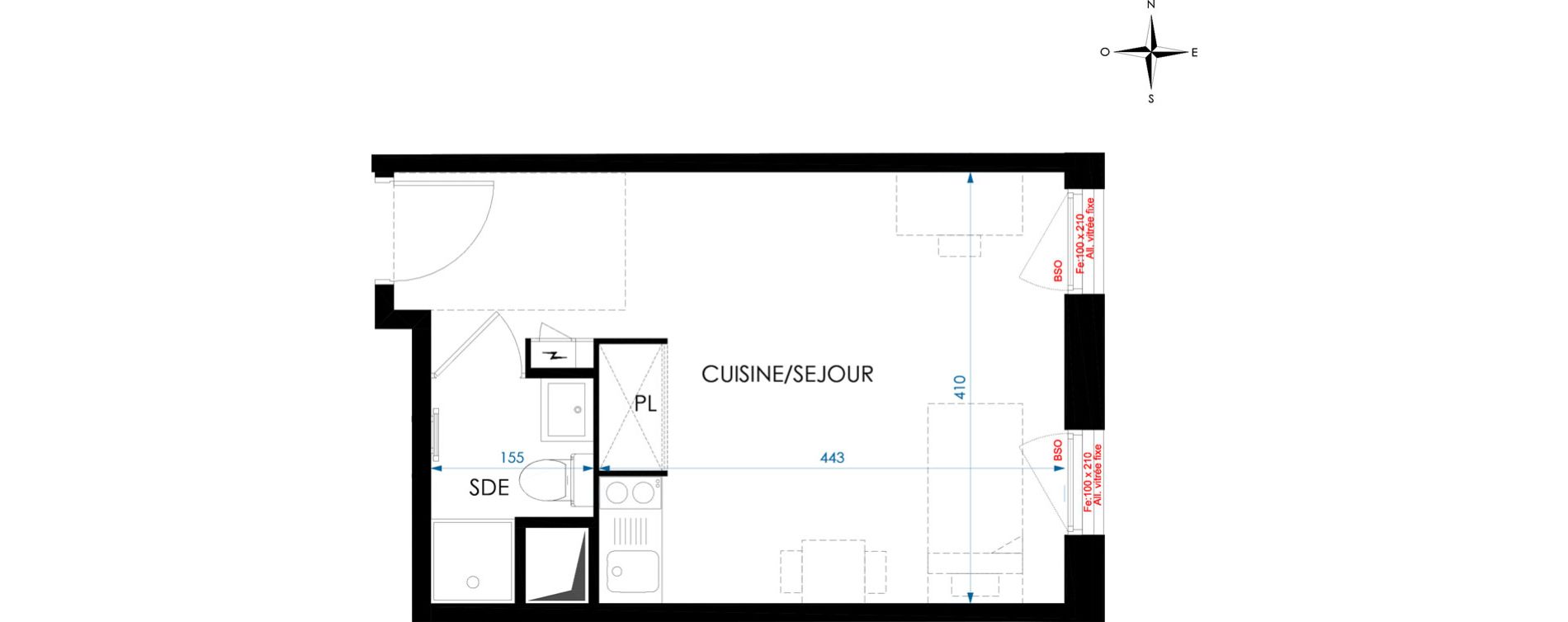 Appartement T1 de 24,08 m2 &agrave; Lyon 