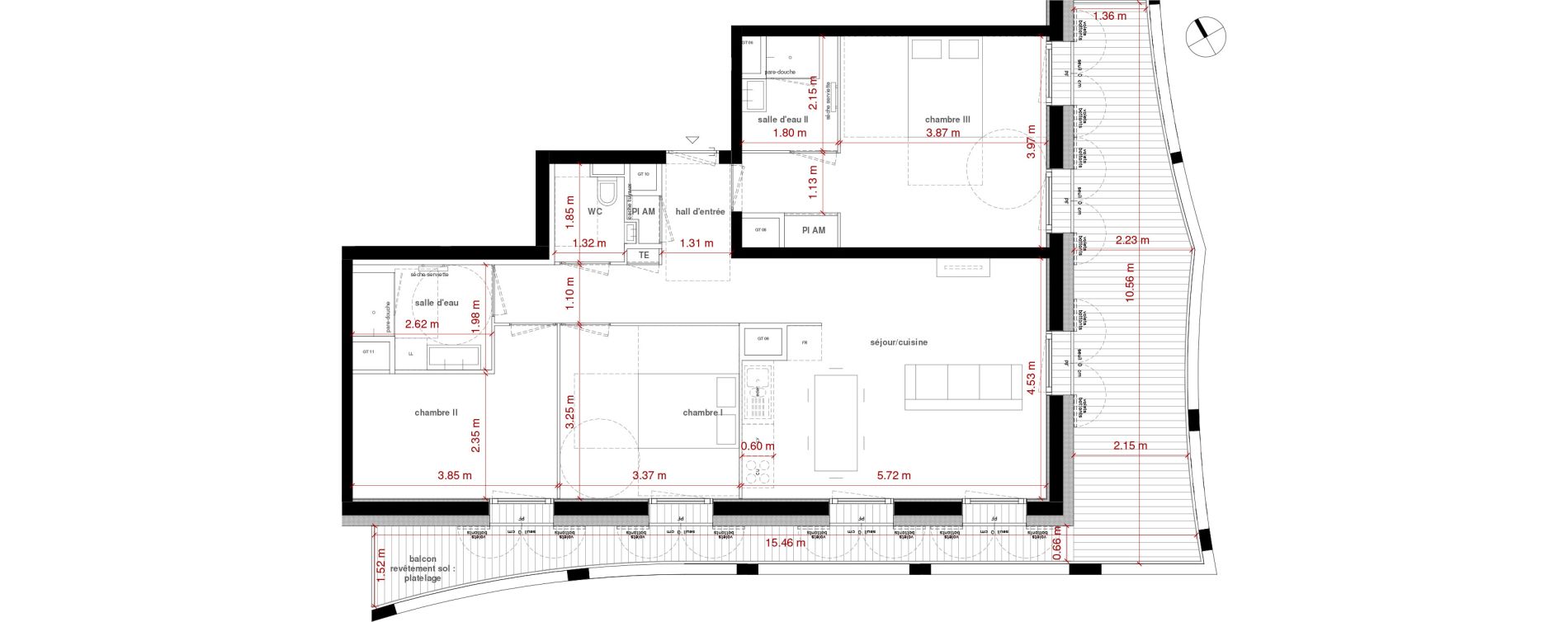 Appartement T4 de 83,21 m2 &agrave; Lyon La confluence (2eme)